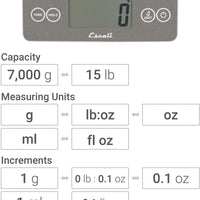 Escali - Arti Glass Grey Storm Kitchen Scale - 157GS