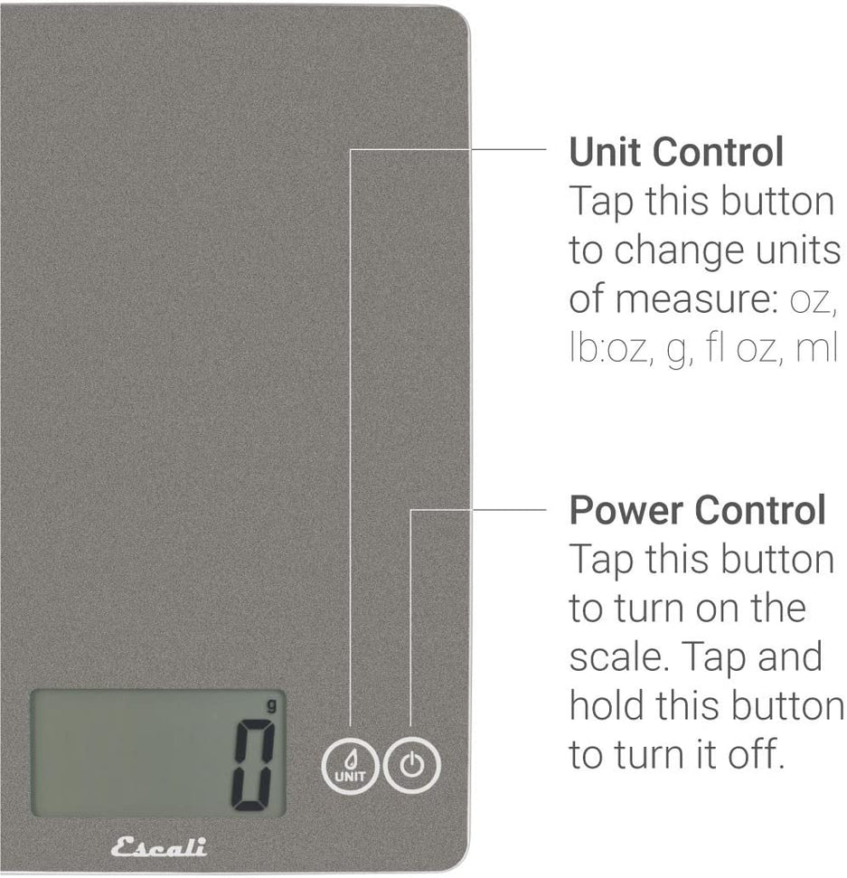 Escali - Arti Glass Grey Storm Kitchen Scale - 157GS
