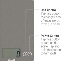 Escali - Arti Glass Grey Storm Kitchen Scale - 157GS