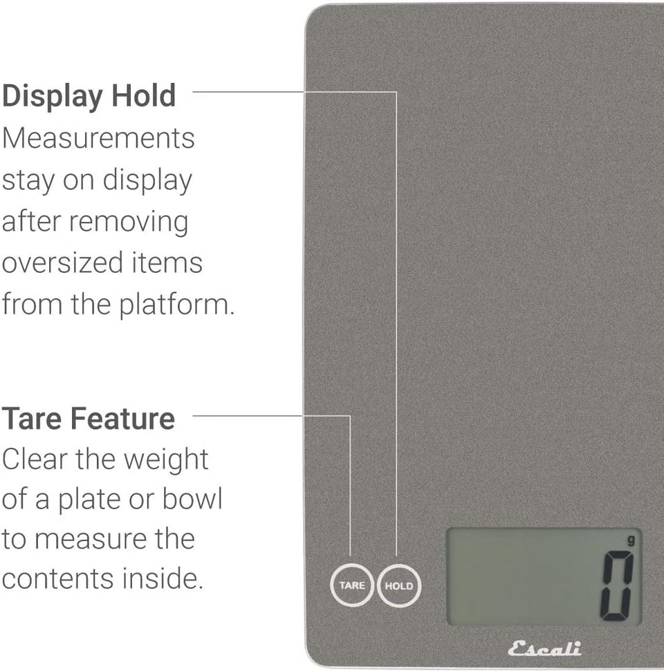 Escali - Arti Glass Grey Storm Kitchen Scale - 157GS