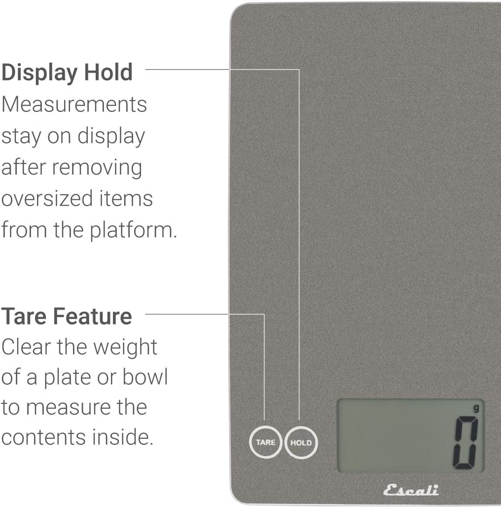 Escali - Arti Glass Grey Storm Kitchen Scale - 157GS