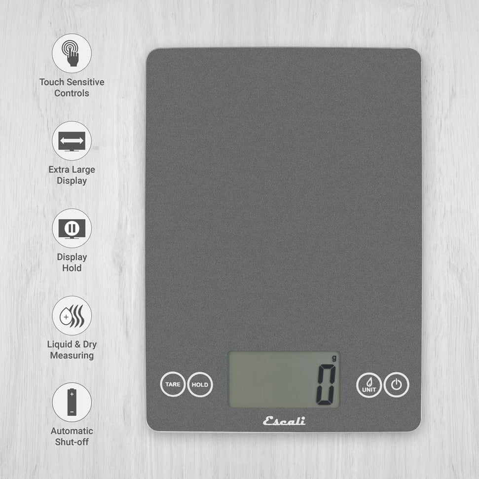 Escali - Arti Glass Grey Storm Kitchen Scale - 157GS