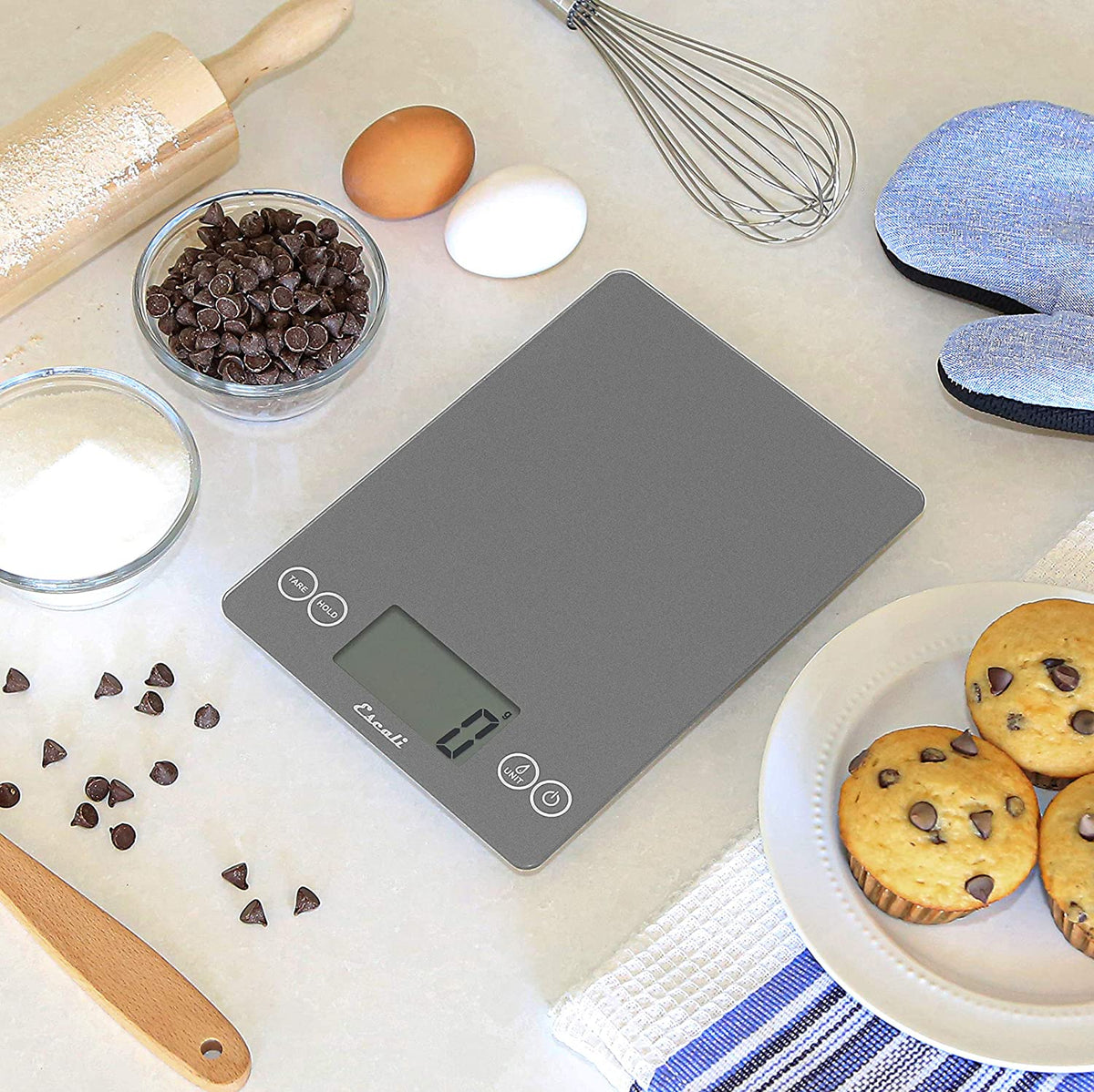 Escali - Arti Glass Grey Storm Kitchen Scale - 157GS