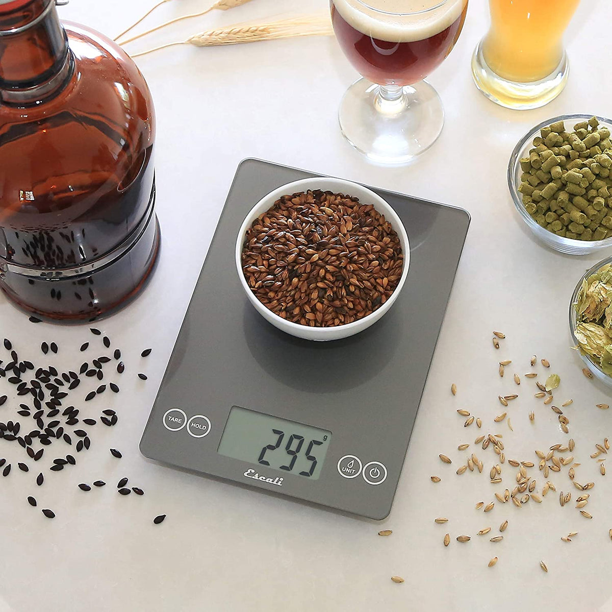 Escali - Arti Glass Grey Storm Kitchen Scale - 157GS