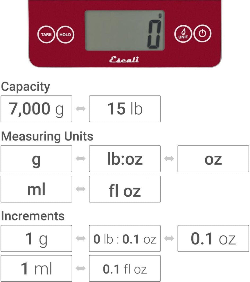 Escali - Arti Glass Rio Red Kitchen Scale - 157R2