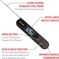 Escali - Black Infrared Surface & Folding Probe Digital Thermometer - DH7