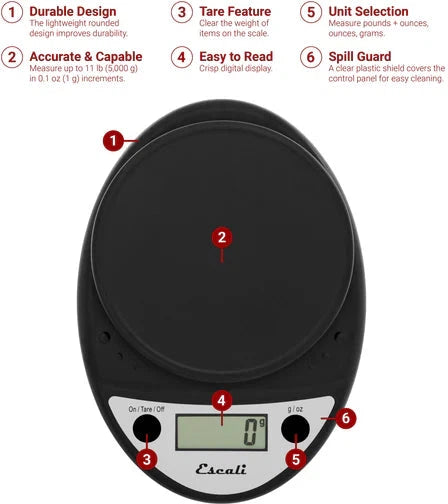 Escali - Black Primo Digital Scale - P115CH