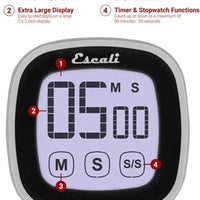 Escali - Black Touch Screen Digital Timer - DR3-B