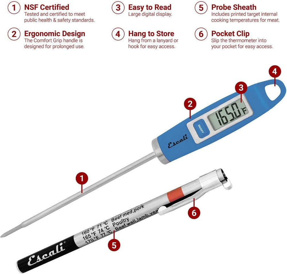 Escali - Blue Gourmet Digital Thermometer - DH1-U