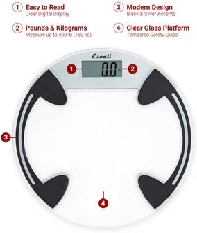 Escali - Clear Glass Bathroom Scale - B180RC