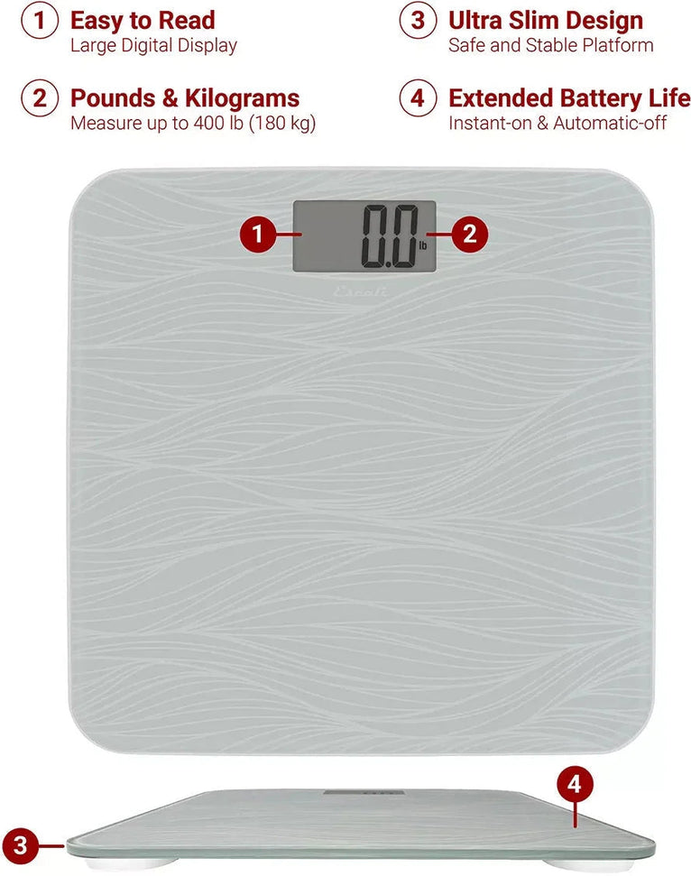 Escali - Grey Pattern Square Bathscale - B180SG