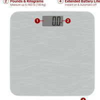 Escali - Grey Pattern Square Bathscale - B180SG