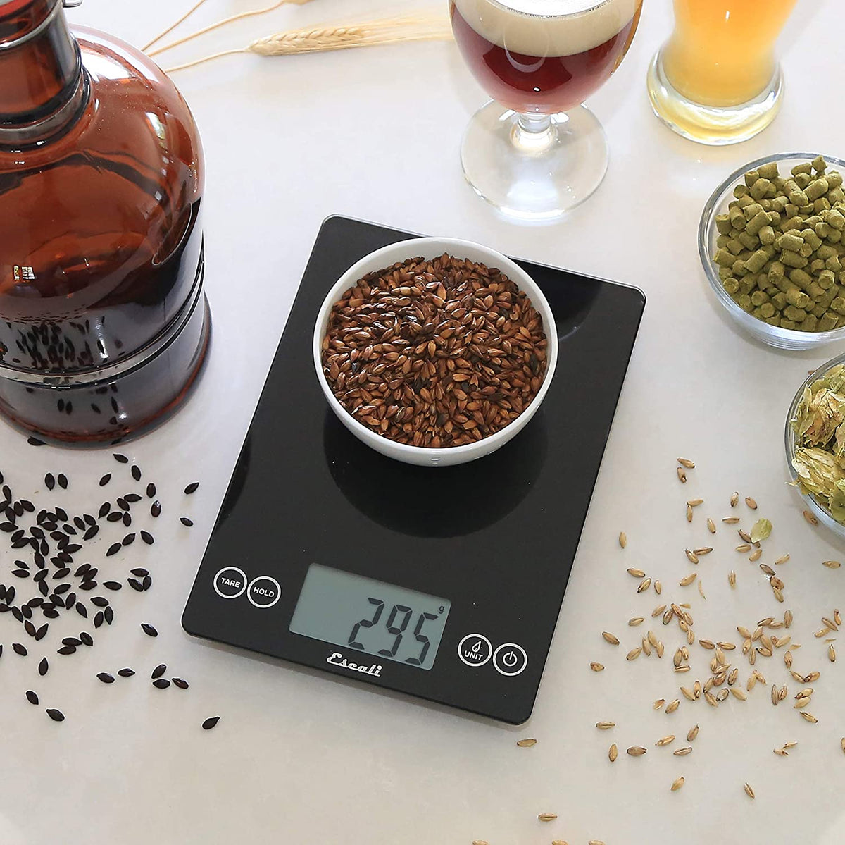 Escali - Metallic Arti Glass Kitchen Scale Black Obsidian - 157BO-2