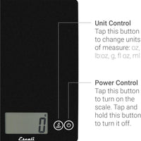 Escali - Metallic Arti Glass Kitchen Scale Black Obsidian - 157BO-2