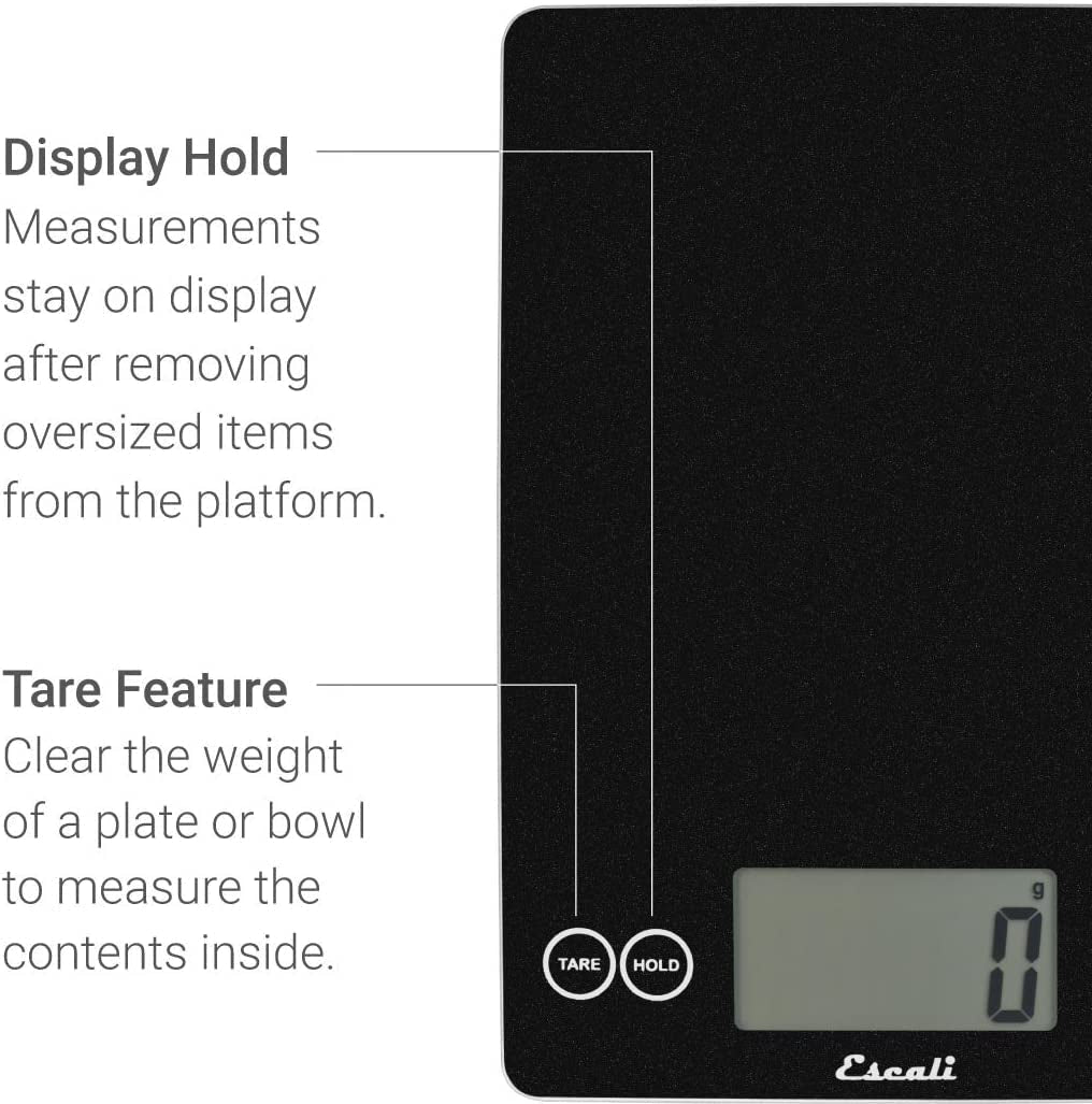 Escali - Metallic Arti Glass Kitchen Scale Black Obsidian - 157BO-2