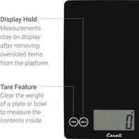 Escali - Metallic Arti Glass Kitchen Scale Black Obsidian - 157BO-2