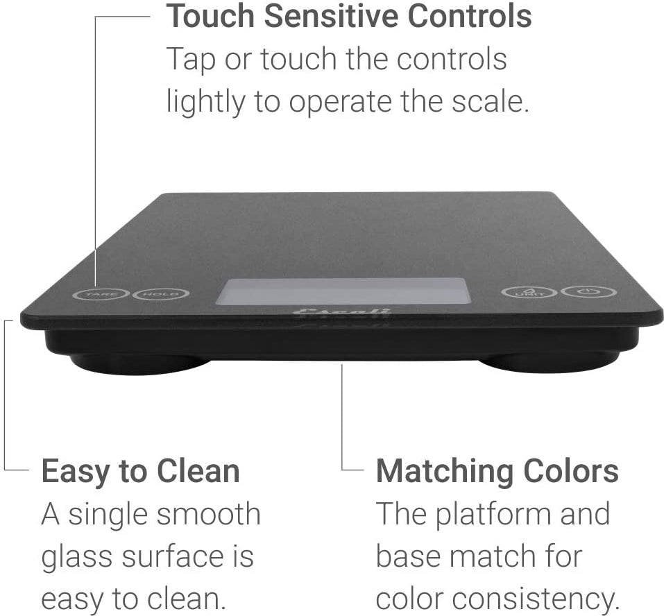 Escali - Metallic Arti Glass Kitchen Scale Black Obsidian - 157BO-2