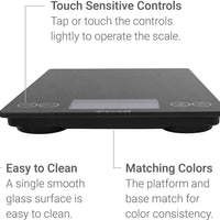 Escali - Metallic Arti Glass Kitchen Scale Black Obsidian - 157BO-2