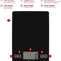 Escali - Metallic Arti Glass Kitchen Scale Black Obsidian - 157BO-2