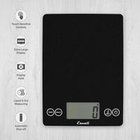 Escali - Metallic Arti Glass Kitchen Scale Black Obsidian - 157BO-2