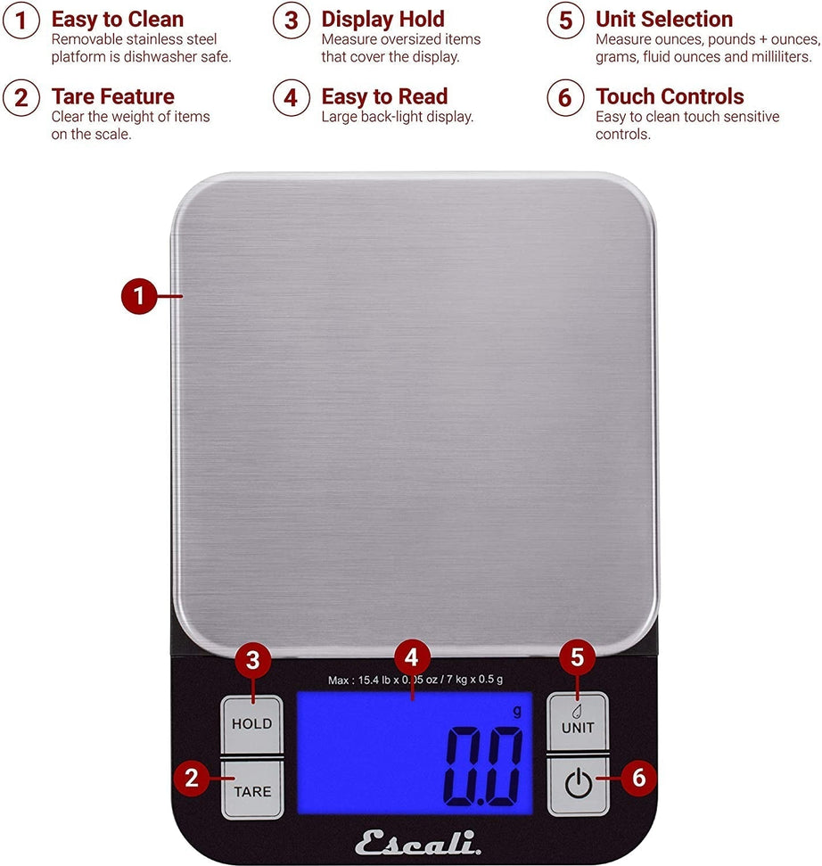 Escali - Nutro Black Digital Food Scale - SQ157B