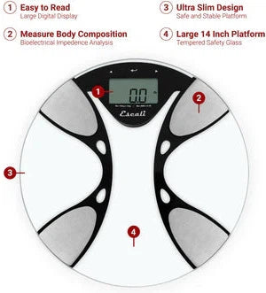 Escali - Round Body Fat & Body Water Scale - BFBW180