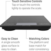 Escali - Shiny Silver Arti Glass Kitchen Scale - 157SS