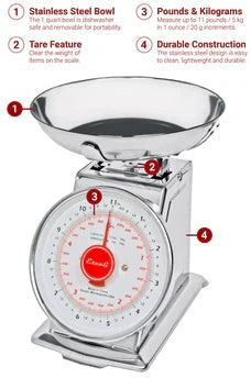 Escali - Stainless Steel Mercado Mechanical Dial Scale - DS115B