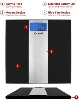 Escali - Ultra Slim Bathroom Scale - US180B
