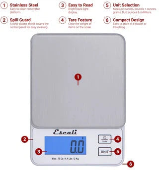 Escali - Vera Compact Digital Scale - PR2000S
