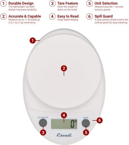 Escali - White Primo Digital Scale - P115W
