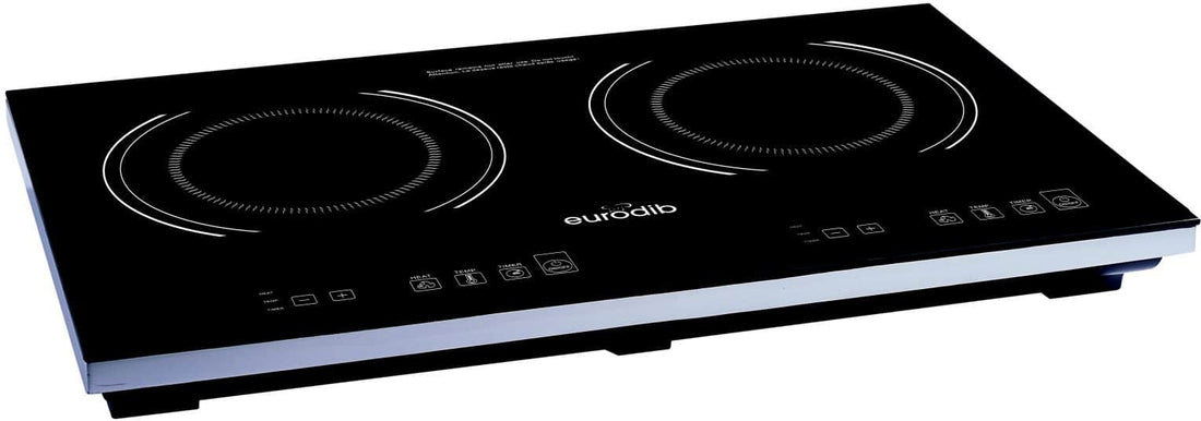 Eurodib - 14", 120 V Countertop Double Burner Glass Cook Top Induction Range with Soft Touch Display - S2F2