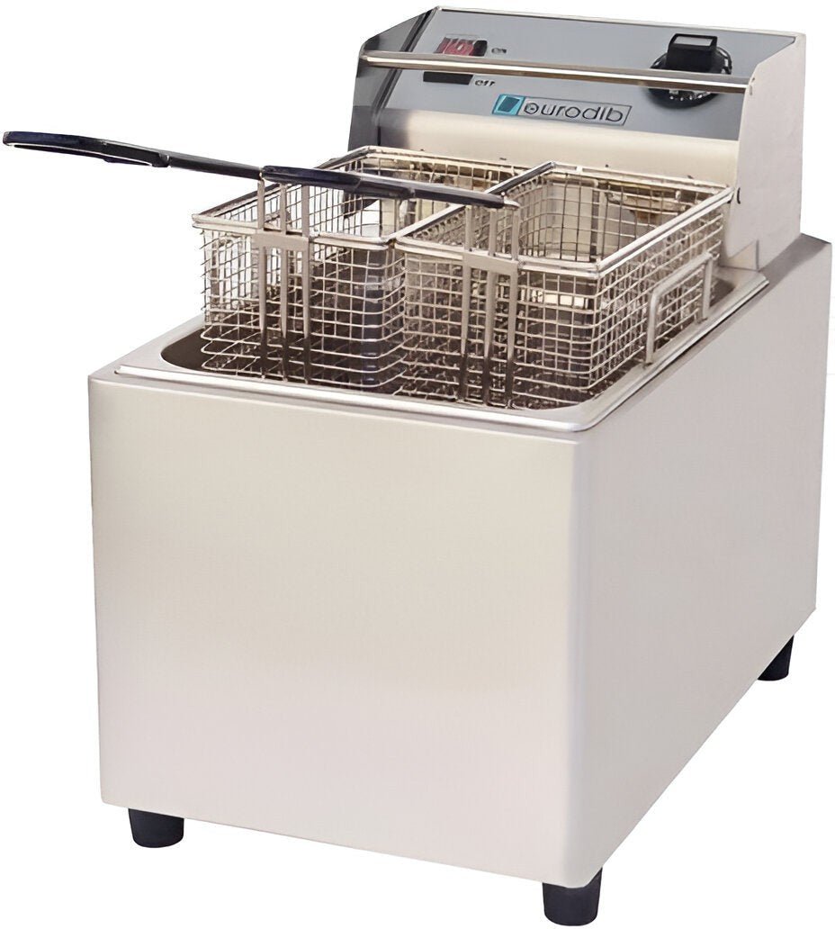 Eurodib - 8 L, 240V Double Basket Electric Countertop Fryer - SFE01860D 220