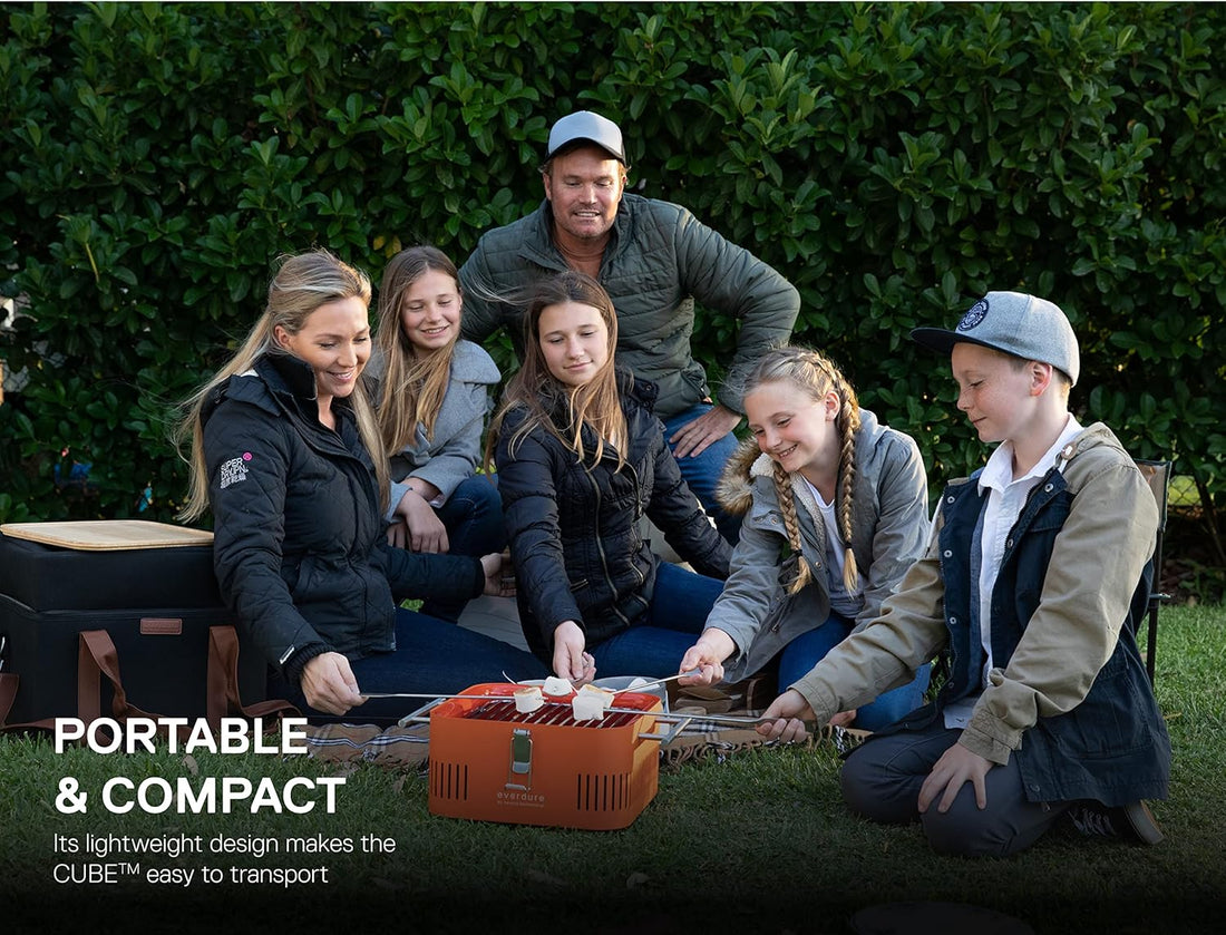 Everdure - CUBE Portable Charcoal BBQ Orange Grill - HBCUBEOUS