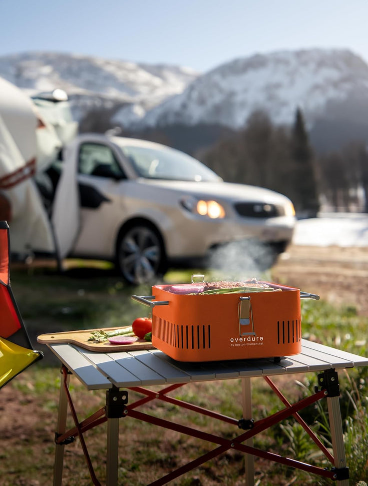 Everdure - CUBE Portable Charcoal BBQ Orange Grill - HBCUBEOUS