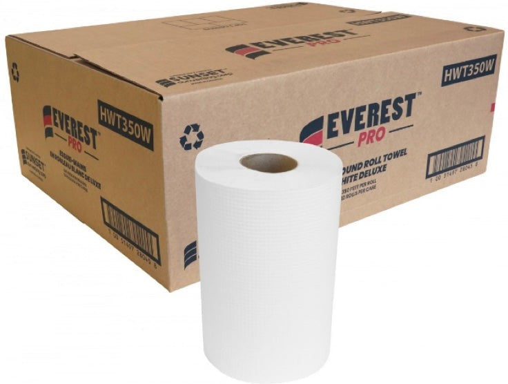 Everest Pro - 305 Feet White Roll Towel, Pack of 12 - HWT350W