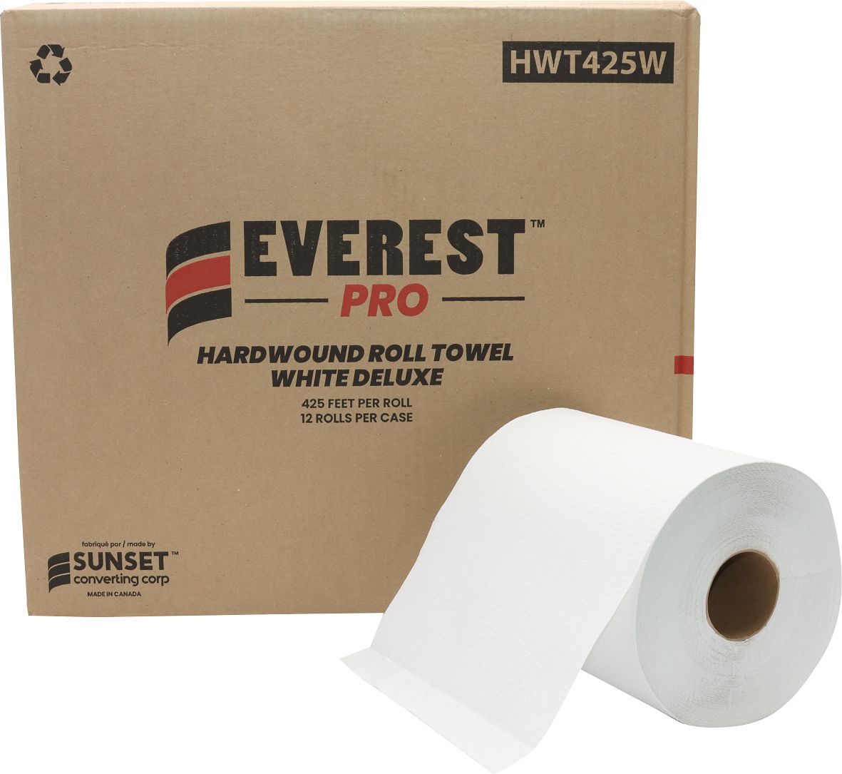 Everest Pro - 425 Feet White Roll Towel, Pack of 12 - HWT425W