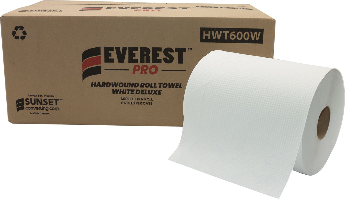 Everest Pro - 600 Feet White Roll Towel, Pack of 6 - HWT600W