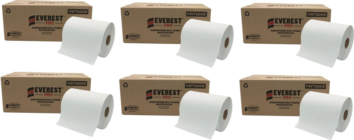 Everest Pro - 600 Feet White Roll Towel, Pack of 6 - HWT600W