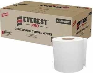 Everest Pro - 7.65" x 10" Center Pull White Paper Hand Towel Roll, 6Rl/Cs - CP601RW