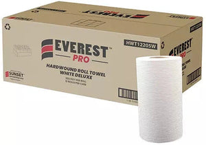 Everest Pro - 7.76" x 205 Feet White Paper Hand Towel Roll, 12 Rl/Cs - HWT12205W