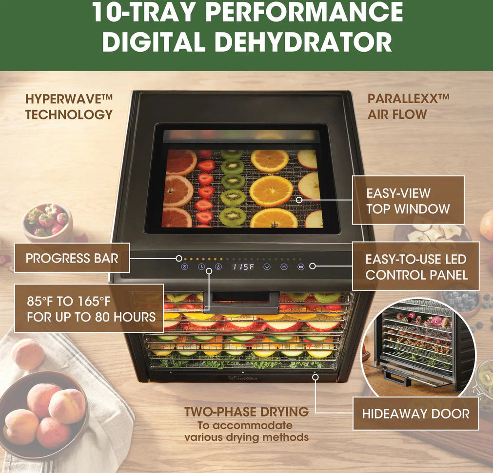 Excalibur - 10-Tray Stainless Steel Performance Digital Food Dehydrator - DH10SSSS13