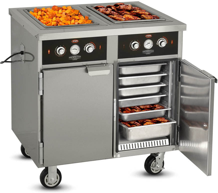 FWE - 120V 2 Deep Wells Electric Hot Food Serving Counter with Thermostatic Controls - HLC-2W6-7H-14-HWR (Special Order 4-6 weeks)