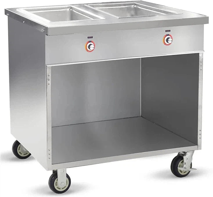 FWE - 120V 34.25" Hot Food Table with 2 Wells & Undershelf - HLC-2W6-1-DRN (Special Order 4-6 weeks)