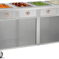 FWE - 120V 68.75" Hot Food Table with 4 Wells & Undershelf - HLC-4W6-1-DRN (Special Order 4-6 weeks)