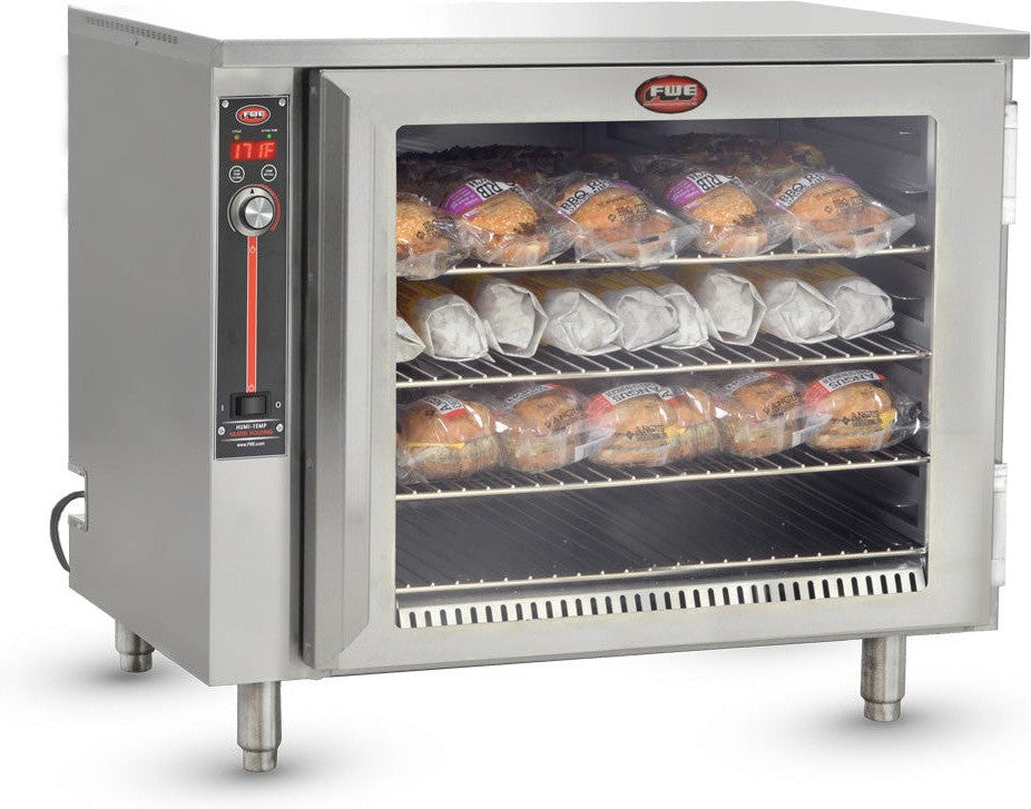 FWE - 120V Countertop Insulated Heated Holding Cabinet with 1 Clear Door and 4 Pans Capacity - HLC-SL1826-4 (Special Order 4-6 weeks)