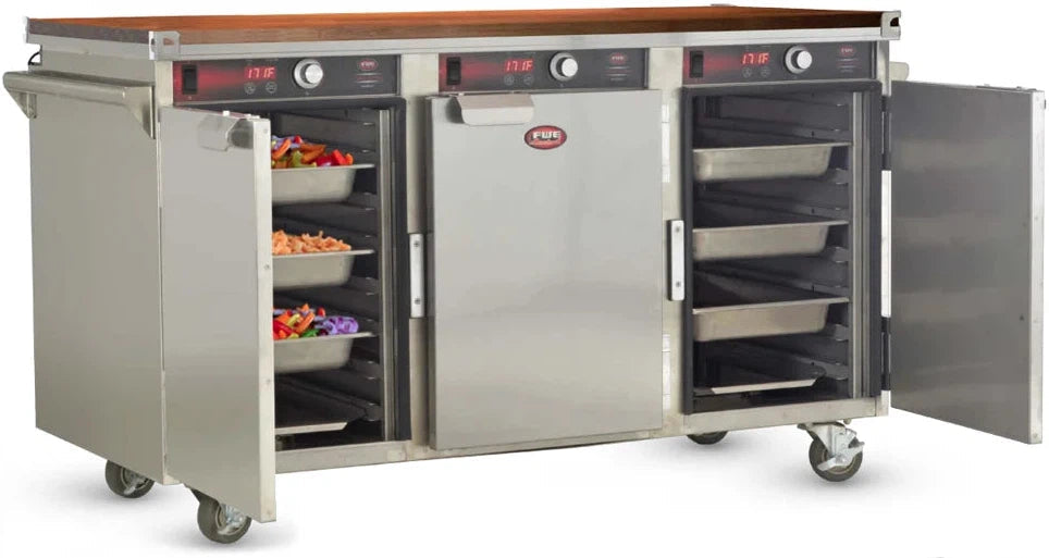 FWE - 120V Undercounter Insulated Mobile Heated Cabinet with 21 Pans Capacity and 3 Separate Compartments - HLC-7H-21 (Special Order 4-6 weeks)