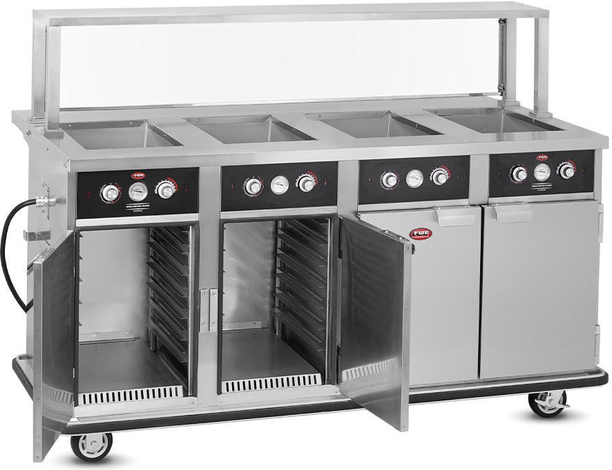 FWE - 220-240V 4 Deep Wells Electric Hot Food Serving Counter with Thermostatic Controls - HLC-4W6-7H-28-HWR (Special Order 4-6 weeks)