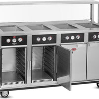 FWE - 220-240V 4 Deep Wells Electric Hot Food Serving Counter with Thermostatic Controls - HLC-4W6-7H-28-HWR (Special Order 4-6 weeks)