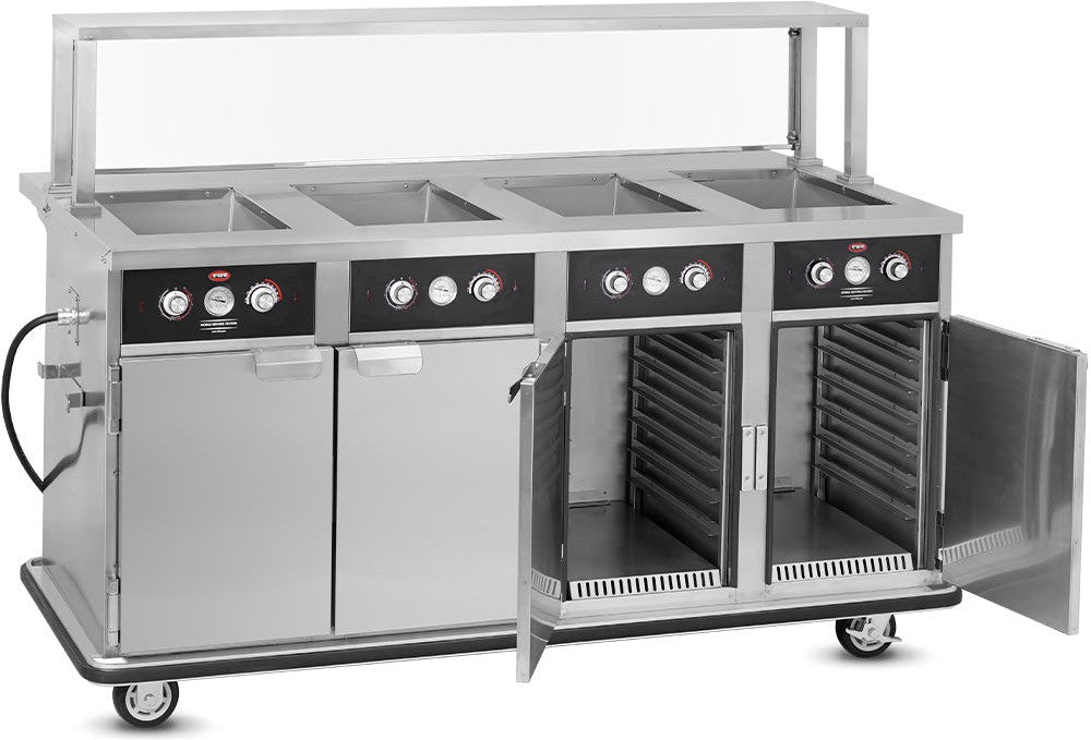 FWE - 220-240V 4 Deep Wells Electric Hot Food Serving Counter with Thermostatic Controls - HLC-4W6-7H-28-HWR (Special Order 4-6 weeks)